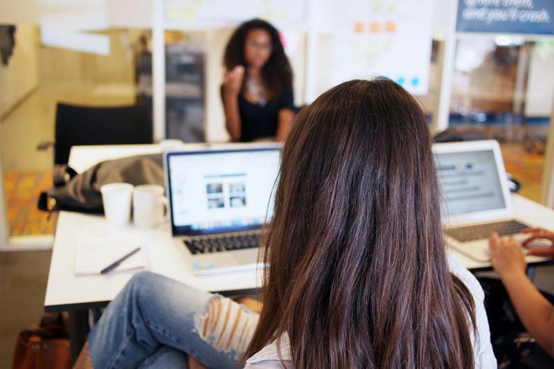 People working on computers in an office