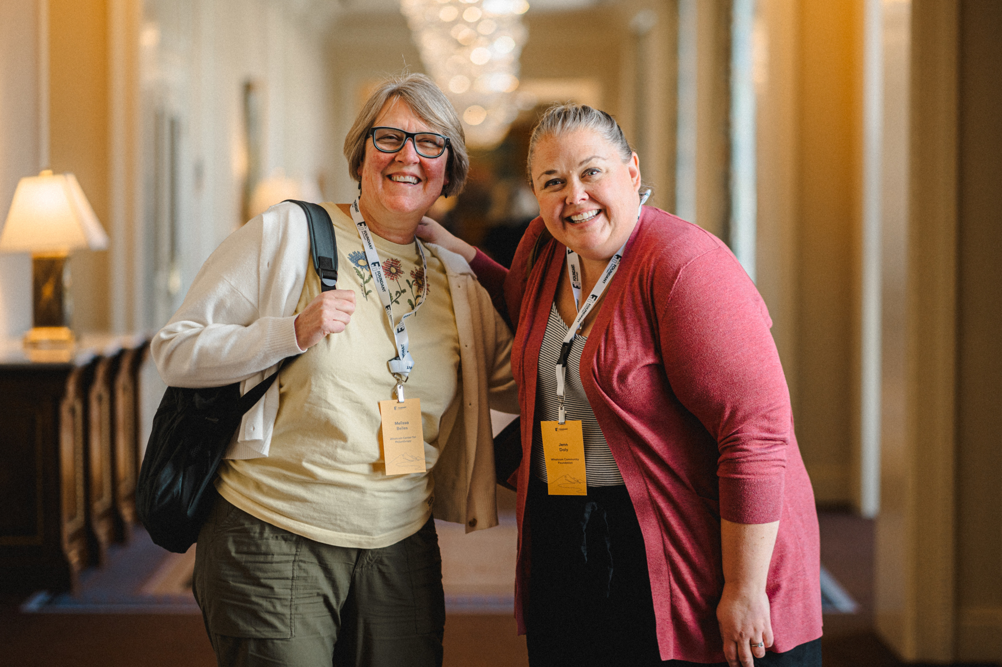 Two women smiling